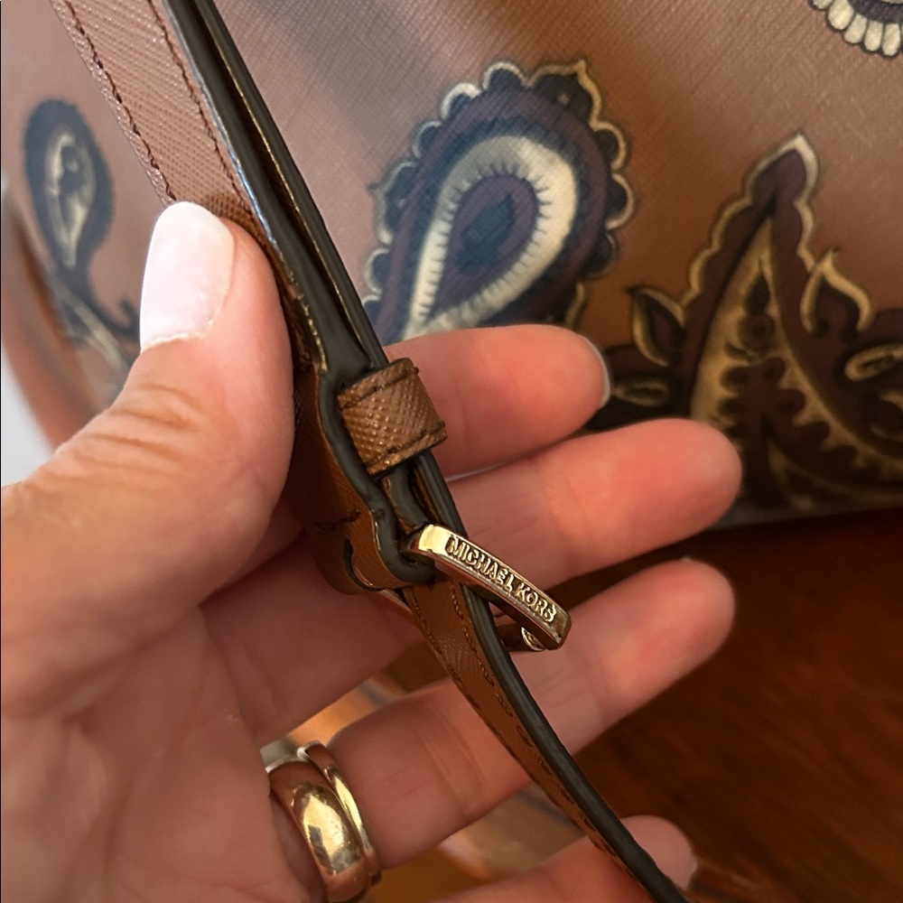 Michael Kors Brown Paisley Tote with Scarf Accent - Picture 3 of 16